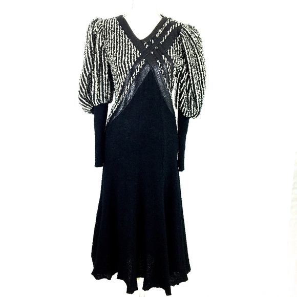 Vintage Dresses & Skirts - Vintage 80's french boucle knit dress M